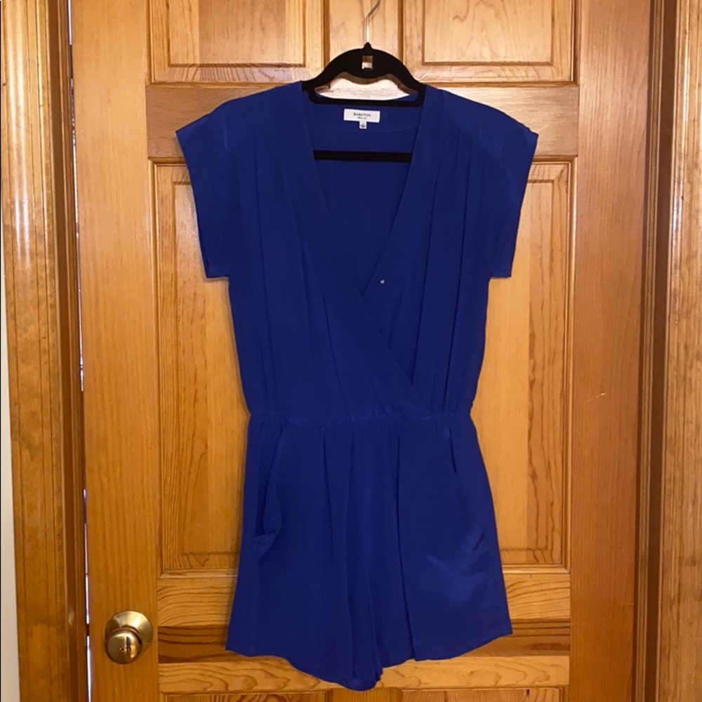 Aritzia Babaton blue romper with pockets